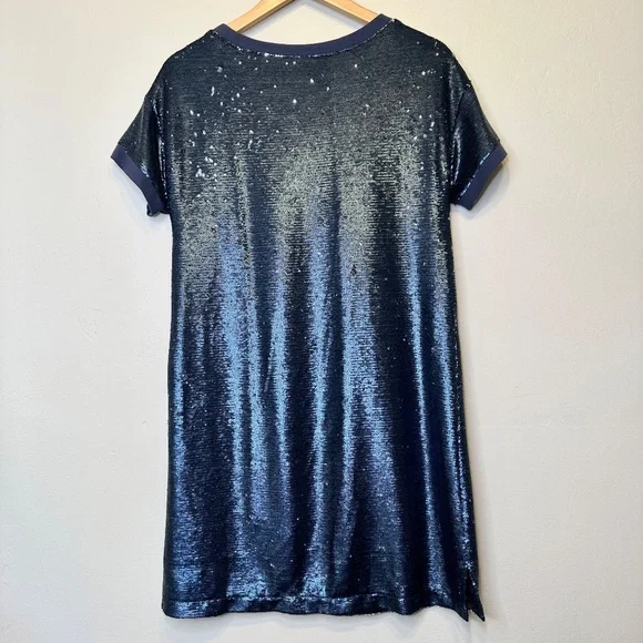 Moulinette Soeurs Antro Sequined Interstellar Navy Jewel Tone Tunic Shirt Dress - Picture 5 of 15